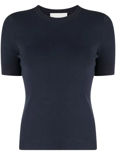 3.1 Phillip Lim Crepe-texture Short-sleeve Top In Blue