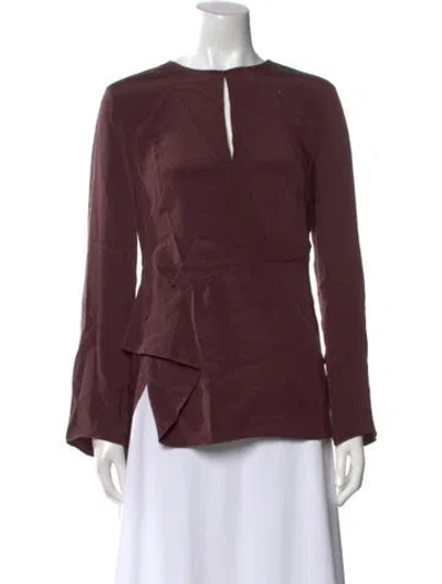 Pre-owned 3.1 Phillip Lim Crew Neck Long Sleeve Blouse In Brown