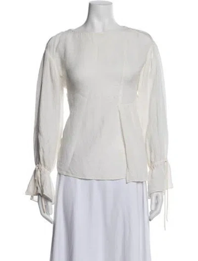 Pre-owned 3.1 Phillip Lim Crew Neck Long Sleeve Blouse In White