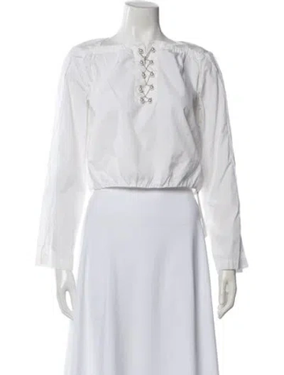 Pre-owned 3.1 Phillip Lim Crew Neck Long Sleeve Crop Top In White