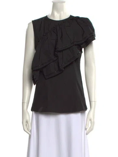 Pre-owned 3.1 Phillip Lim Crew Neck Short Sleeve Blouse In Black