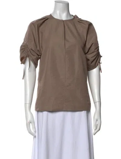 Pre-owned 3.1 Phillip Lim Crew Neck Short Sleeve Blouse In Brown