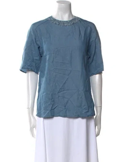 Pre-owned 3.1 Phillip Lim Crew Neck Short Sleeve Button-up Top In Blue