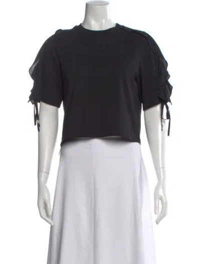 Pre-owned 3.1 Phillip Lim Crew Neck Short Sleeve Crop Top In Black