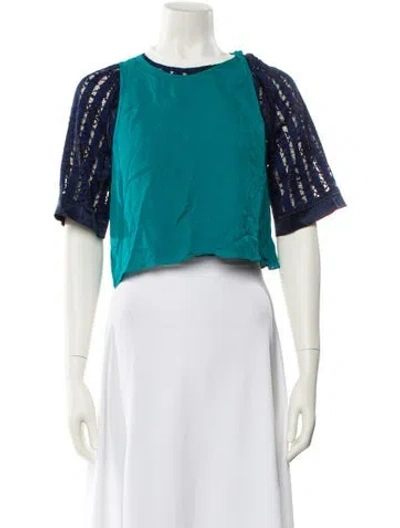 Pre-owned 3.1 Phillip Lim Crew Neck Short Sleeve Crop Top In Blue