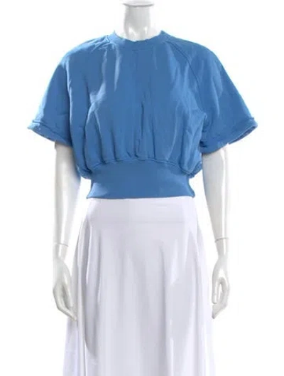 Pre-owned 3.1 Phillip Lim Crew Neck Short Sleeve Crop Top In Blue