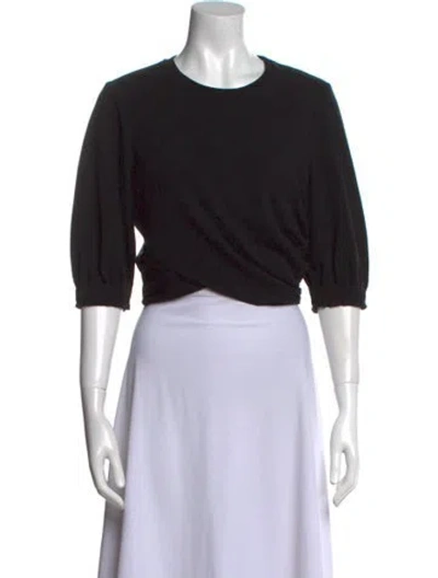 Pre-owned 3.1 Phillip Lim Crew Neck Three-quarter Sleeve Crop Top In Black