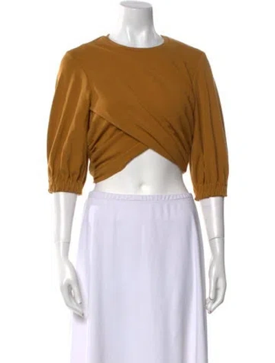 Pre-owned 3.1 Phillip Lim Crew Neck Three-quarter Sleeve Crop Top In Yellow