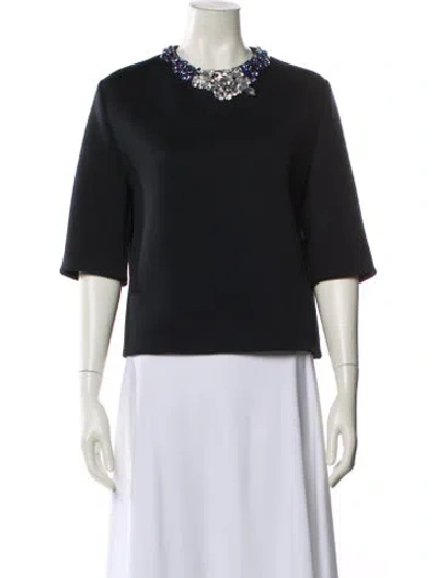 Pre-owned 3.1 Phillip Lim Crew Neck Three-quarter Sleeve Top In Black