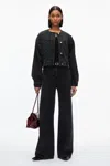 3.1 Phillip Lim Crewneck Cropped Denim Jacket In Washed Blk