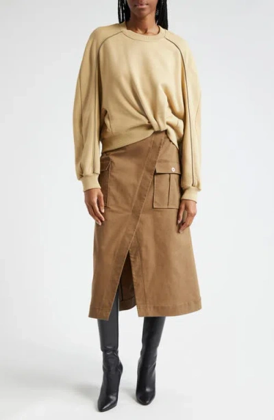 3.1 Phillip Lim Mixed Media Dress In Khaki-oak