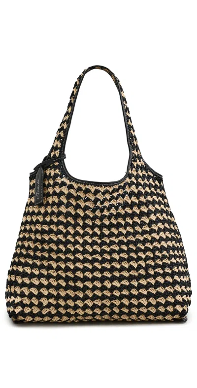 3.1 Phillip Lim Crochet Raffia Market Tote Black/buckwheat
