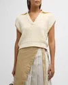 3.1 Phillip Lim Cropped Chain Polo Top In Ivory