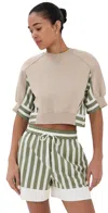 3.1 Phillip Lim Cropped Combo Sweatshirt Concrete In Neutral