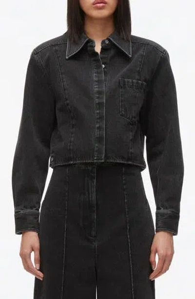 3.1 Phillip Lim Cropped Denim Shirt Jacket In Black