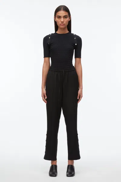 3.1 Phillip Lim Cropped Elasticated Pants With Side Vent In Black