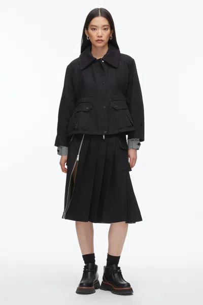 3.1 Phillip Lim Cropped Flounce Barn Jacket In Black