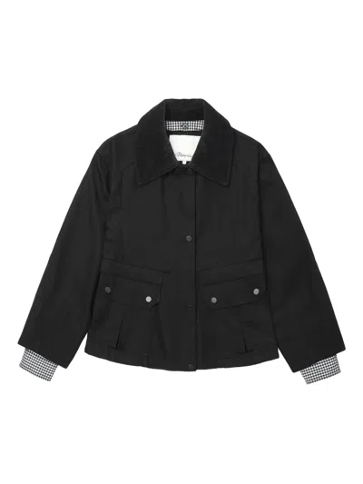 3.1 Phillip Lim Cropped Flounce Combo Jacket In Black