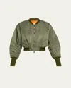 3.1 Phillip Lim Cropped Nylon Bomber Jacket In Green