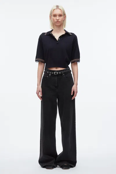 3.1 Phillip Lim Cropped Polo With Organza In Blue