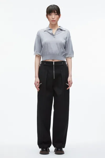 3.1 Phillip Lim Cropped Polo With Organza In Gray