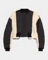 3.1 Phillip Lim Cropped Sherpa Combo Bomber Jacket In Multi