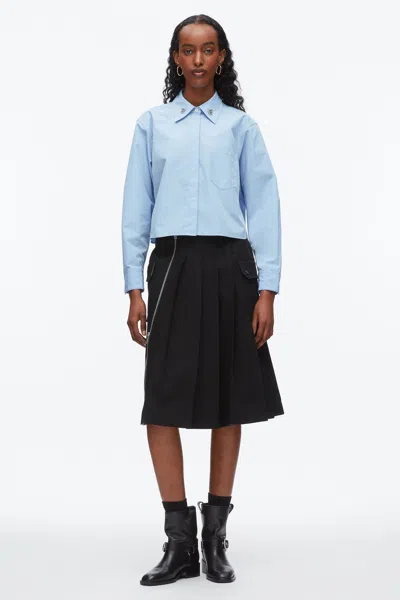 3.1 Phillip Lim Cropped Shirt With Embroidered Collar In Blue