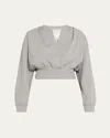 3.1 Phillip Lim Cropped Sweatshirt With Inseam Snaps In Grey Melange
