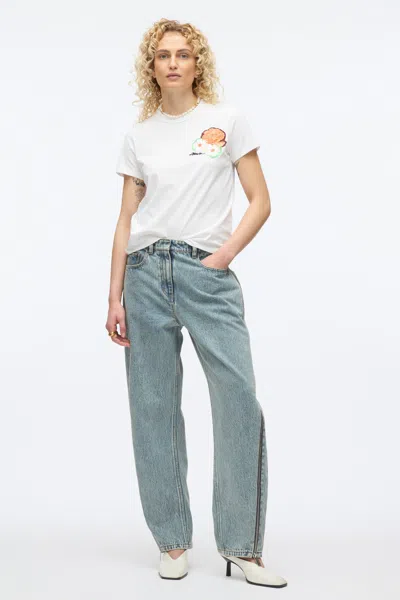 3.1 Phillip Lim Cropped Tee With Bouquet Embroidery In Blk Multi