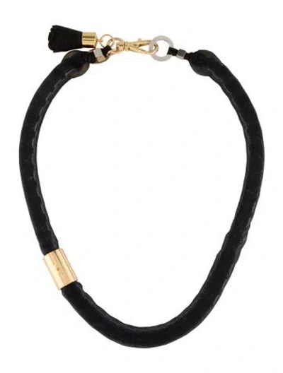 Pre-owned 3.1 Phillip Lim Crystal & Fabric Link Necklace, 19.5" In Black
