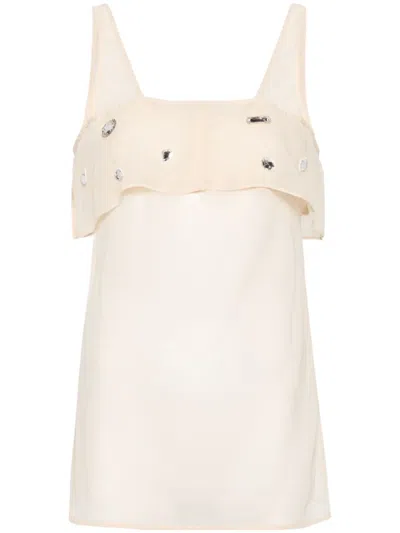 3.1 Phillip Lim Crystal-embellished Sheer Tank Top In Champagne