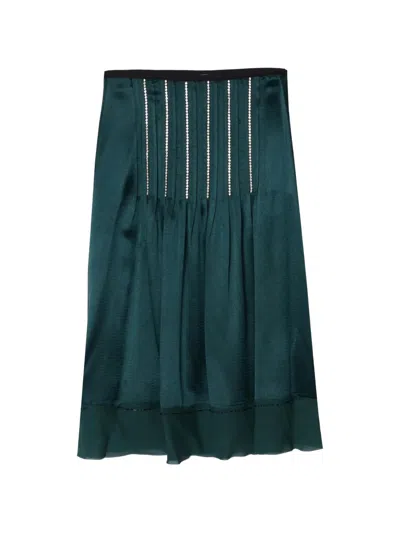 3.1 Phillip Lim Crystal-inlay Slip Midi Skirt In Green