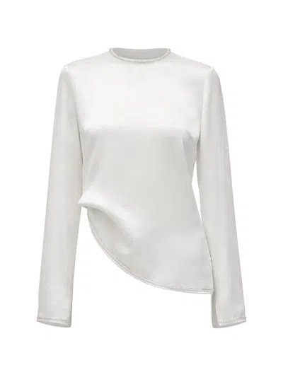3.1 Phillip Lim Crystal-trim Long-sleeve Top In White