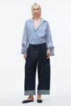 3.1 Phillip Lim Curved Wide Leg Cropped Pants Dark Indigo In Blue
