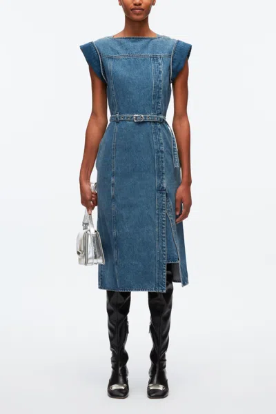 3.1 Phillip Lim Deconstructed Belted Denim Dress In Blue