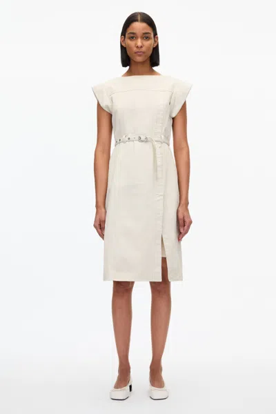 3.1 Phillip Lim Deconstructed Belted Denim Dress In Ecru