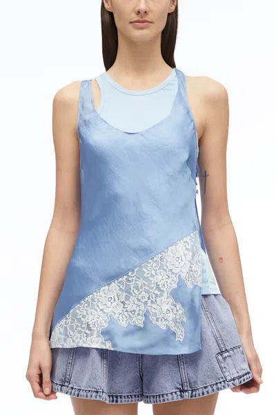 3.1 Phillip Lim Deconstructed Jersey Tunic With Lace In Blue