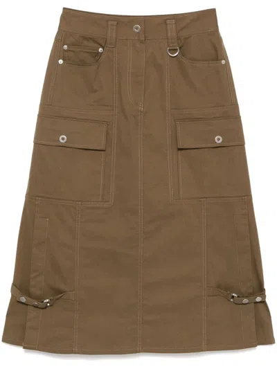 3.1 Phillip Lim Decorative Button Straight Skirt In Brown