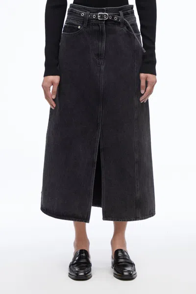 3.1 Phillip Lim Denim A-line Skirt In Washed Blk