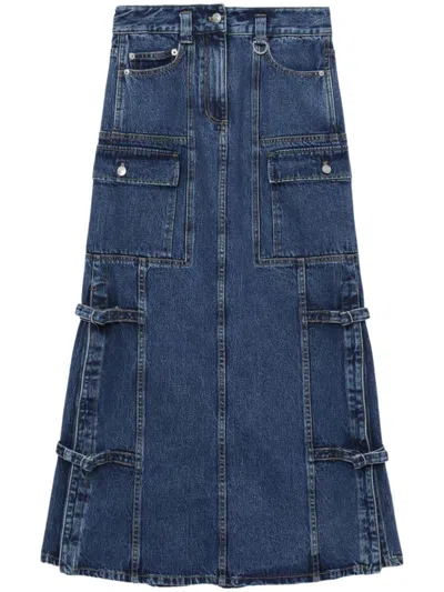 3.1 Phillip Lim Denim Cargo Midi Skirt In Vi423 Vintage Blue
