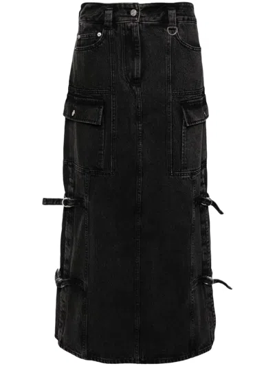 3.1 Phillip Lim Denim Utility Maxi Skirt In Washed Blk