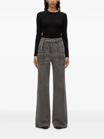 3.1 Phillip Lim Denim Cargo Wide Leg Bltd Jean In Gray