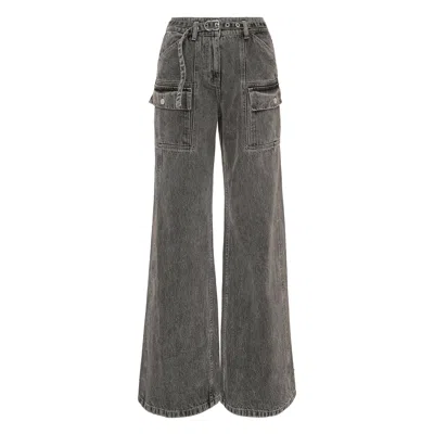 3.1 Phillip Lim Denim Cargo Wide Leg Bltd Jean In Gray
