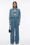 3.1 Phillip Lim Denim Cropped Shirt With Shoulder Pads In Blue