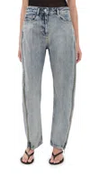 3.1 Phillip Lim Womens Curve Petite Zip-embellishment Denim Jeans Washed Indigo In Washed Indigo