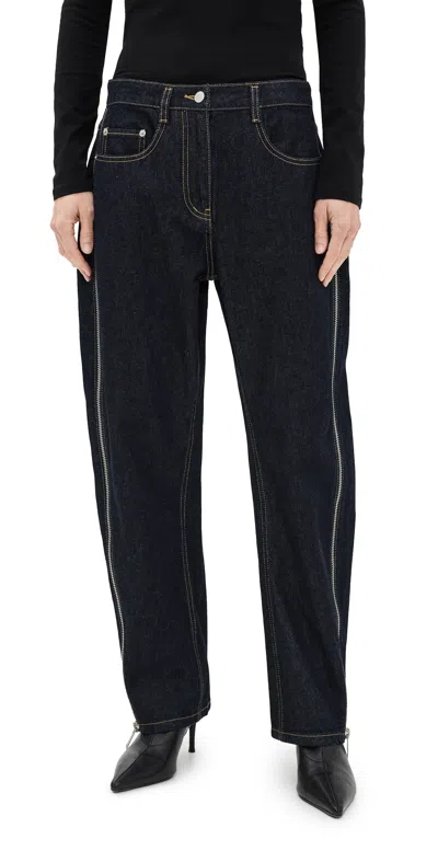 3.1 Phillip Lim Denim Curved Petite Jeans With Zippers Dark Indigo In Purple