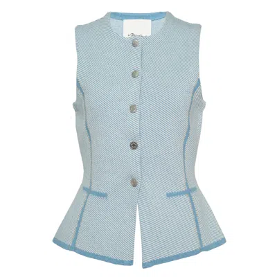 3.1 Phillip Lim Denim Effect Crew Neck Button Vest In Blue