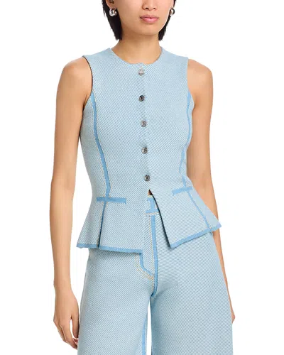 3.1 Phillip Lim Denim Effect Crewneck Button Front Vest In Blue