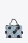3.1 Phillip Lim Denim Market Tote With Leather Flowers In Blue
