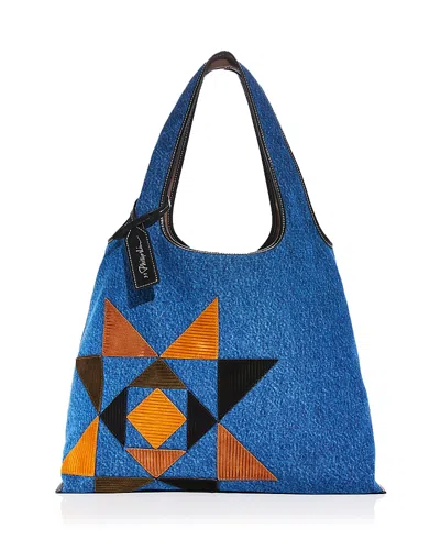 3.1 Phillip Lim Denim Market Tote With Suede Quilting In White